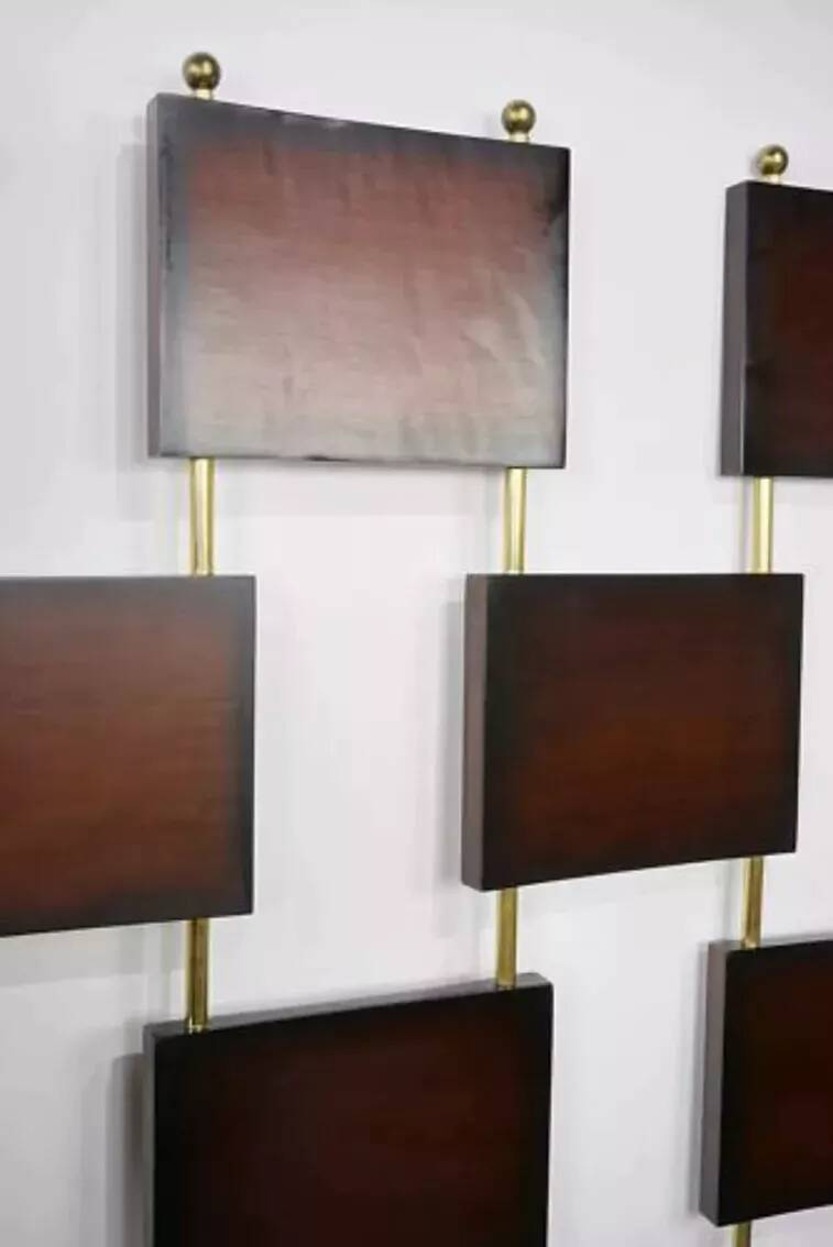 Vintage screen in wood and brass