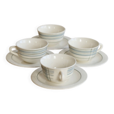 Vintage ceramic coffee cups Salins geometric pattern