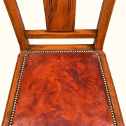 5 Art Deco Chairs in Carved Walnut, Upholstered with Studded Leather – 1920s