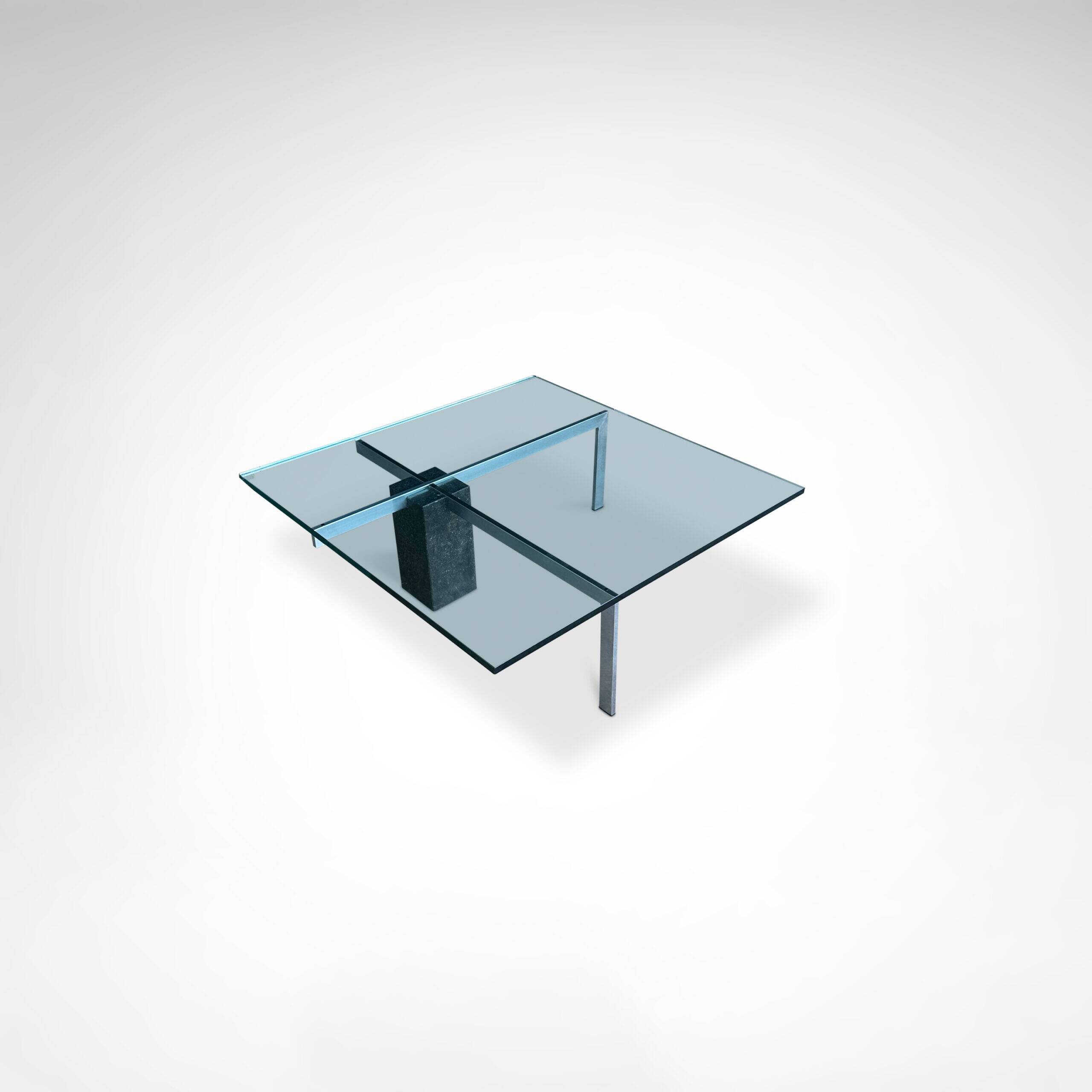 KW1 glass, metal and granite coffee table by Hank Kwint for Metaform 1980s