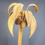 Vintage bamboo palm tree floor lamp, 1970s