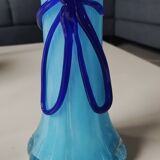 Large Murano Vase Floral Design, Opaline. Relief Ribbon Bow Decor