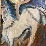 Painting Oil on Canvas Fauvism Circus Horse Dancer Circa 1960