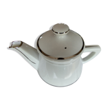 White and silver porcelain teapot