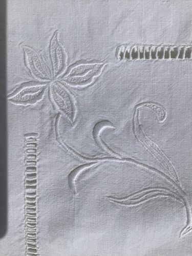 Pair of square pillowcases embroidered flower day ladder