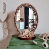 Oval mirror wood and vintage shells