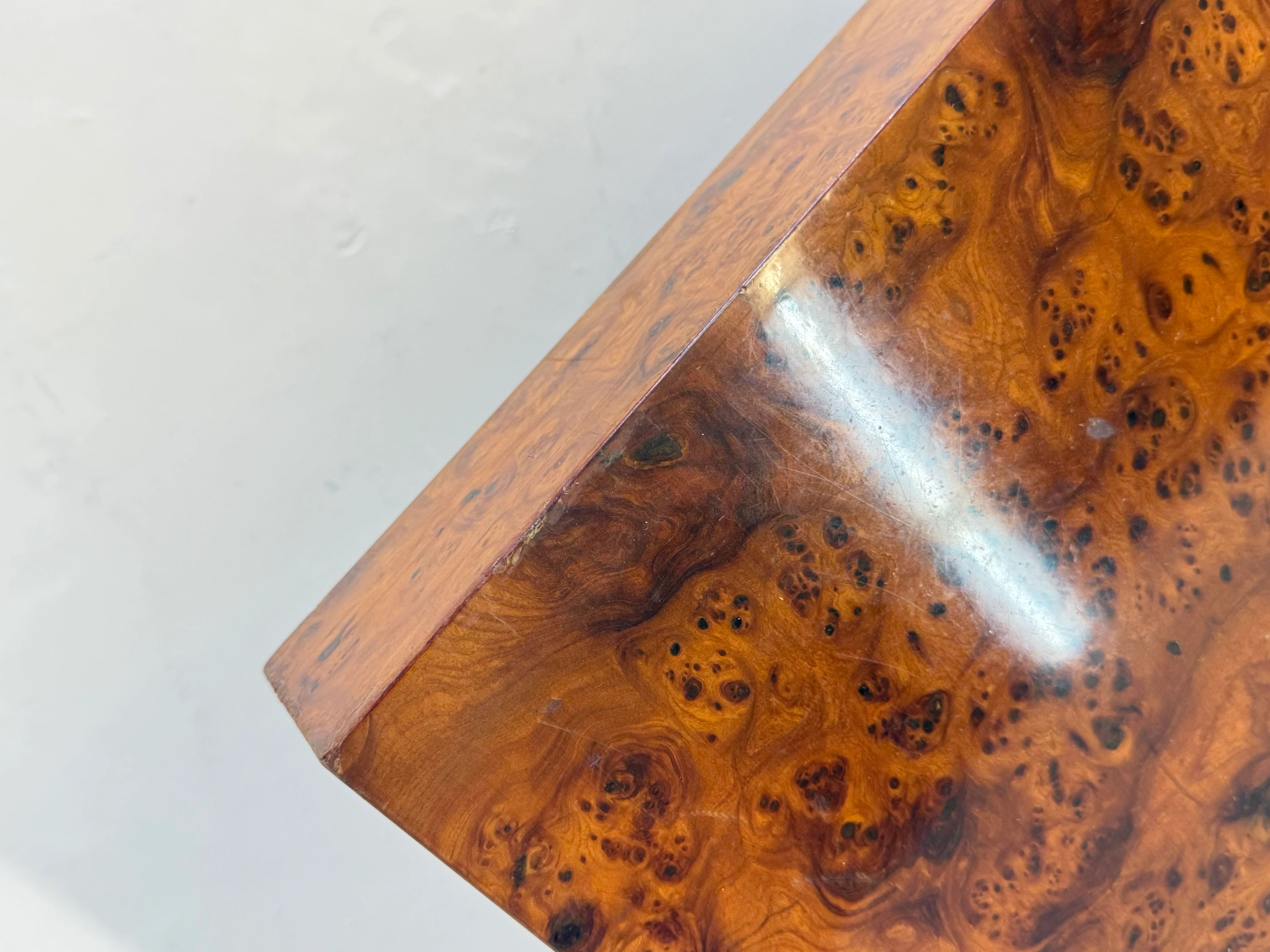 XL square coffee table by Turri in burl wood