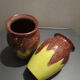 Two vases green and vintage chocola, 60s