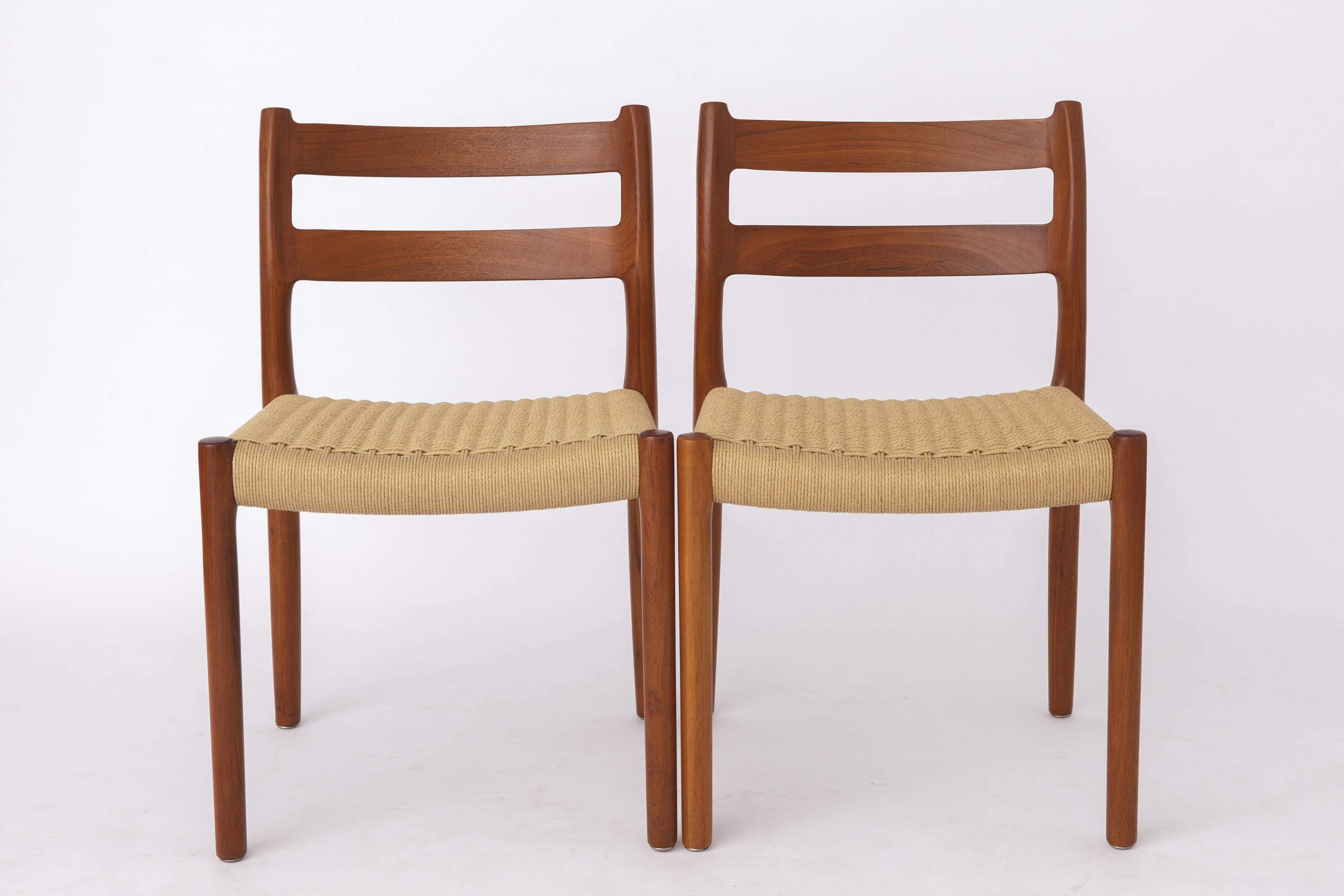 Set of 4 Niels Otto Møller Model 84 Chairs – Danish Teak & Paper Cord, 1970