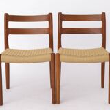 Set of 4 Niels Otto Møller Model 84 Chairs – Danish Teak & Paper Cord, 1970