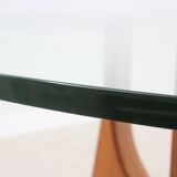Mid century italian walnut and glass round dining table 1960s