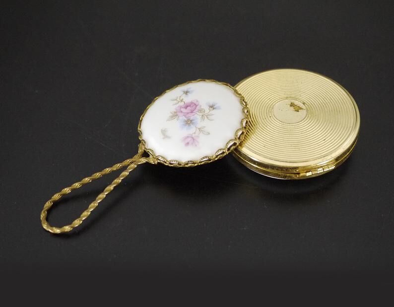 French Limoges porcelain pocket mirror