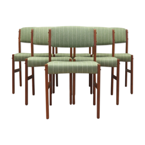 ensemble de six chaises en teck, design danois, années 70, production: danemark