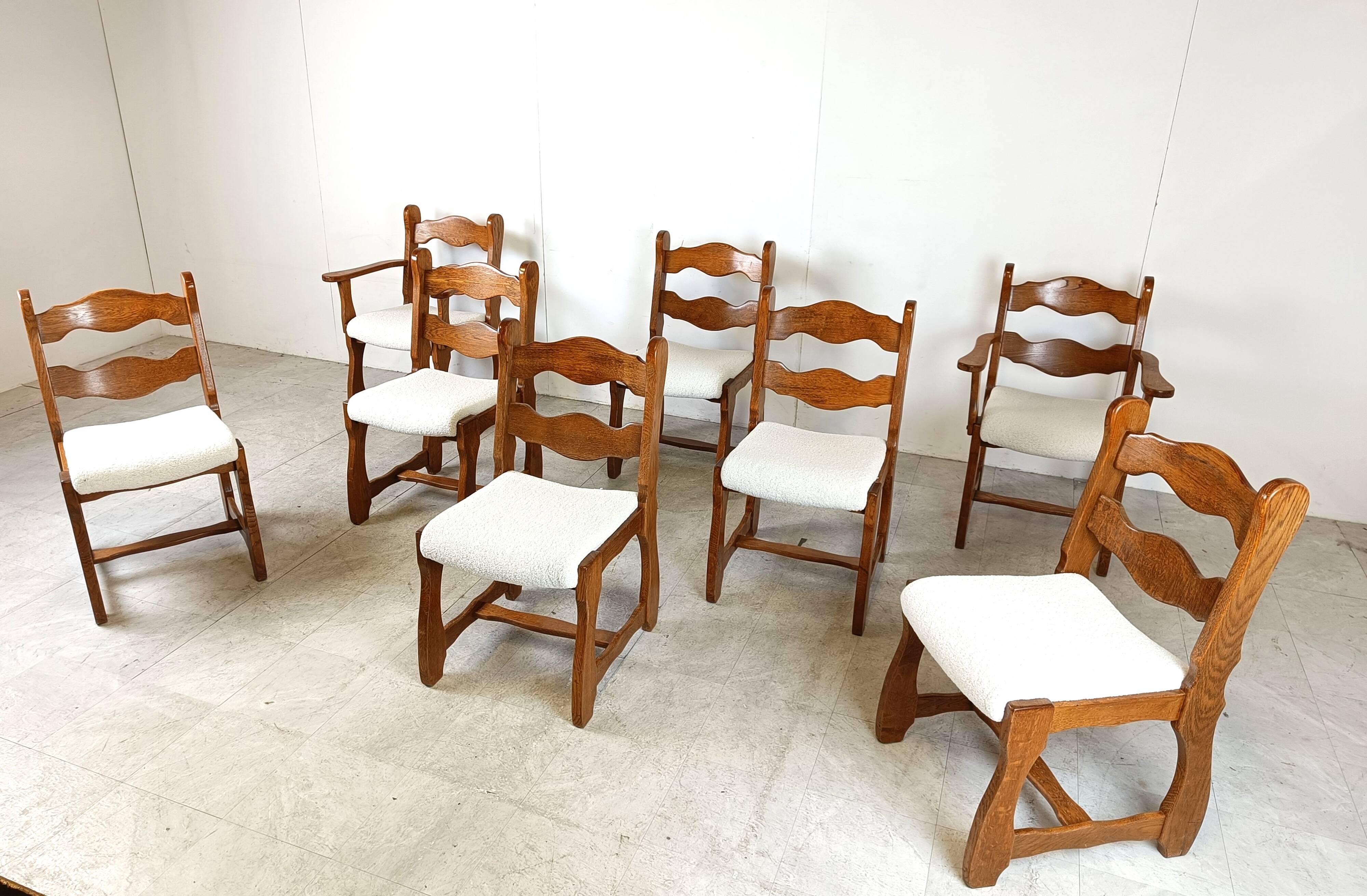 Vintage brutalist dining chairs, set of 8 - 1960s