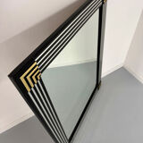 Grand miroir vintage année 70 design DEKNUDT décor géométrique bois