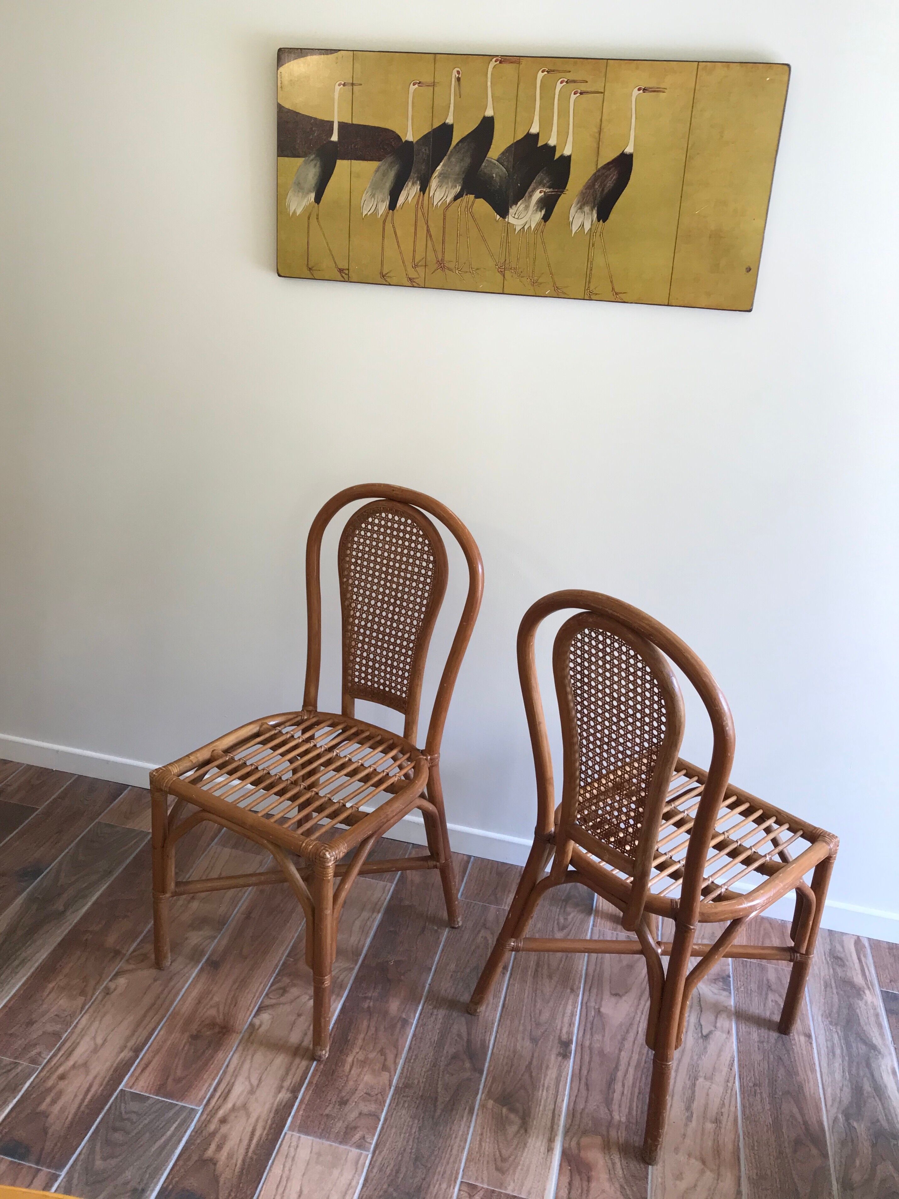 Table set and 4 rattan chairs