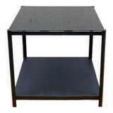 Square side table, all black, two glass tops