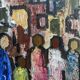 Mid-Century Modern "Meet" Vintage Swedish Figurative Oil Painting, Framed