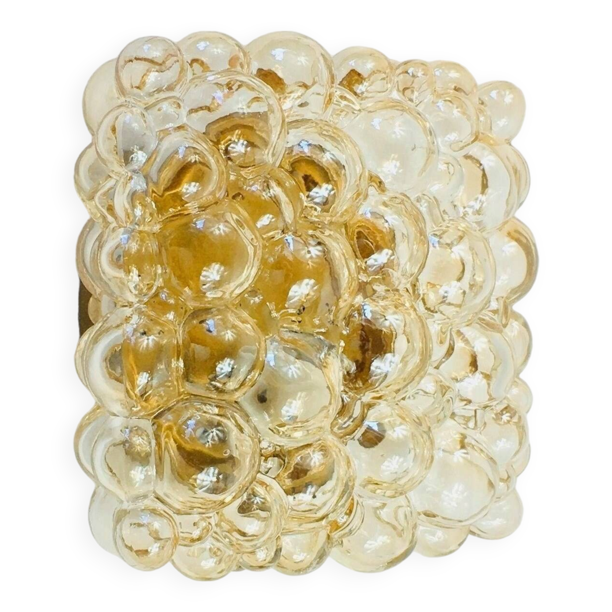 Applique ou plafonnier en verre à bulles ambré du milieu du siècle par Helena Tynell pour Limburg, années 1970