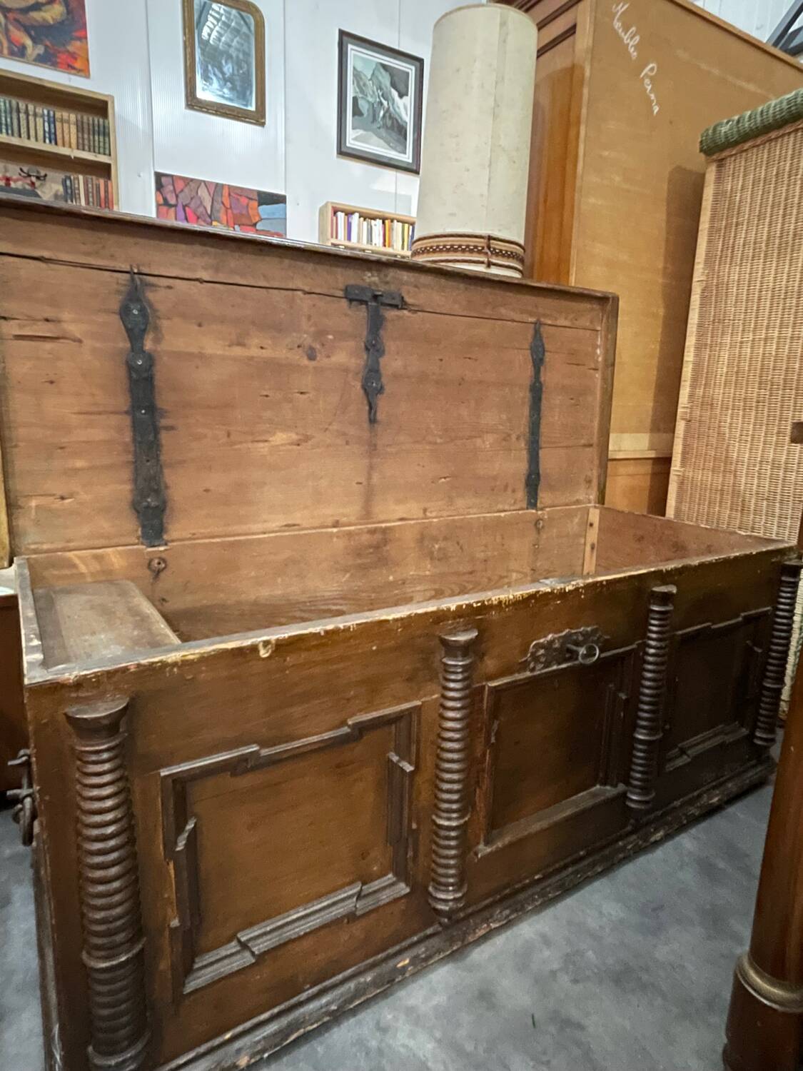17th-century carved oak antique chest