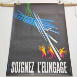 Vintage poster INRS 1981 graphics Chadebec