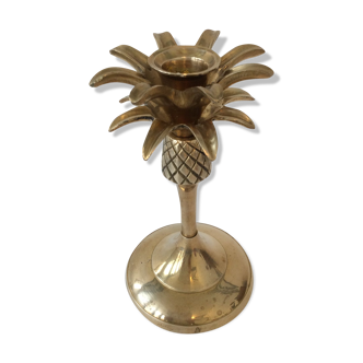 Pineapple, palm brass candlestick