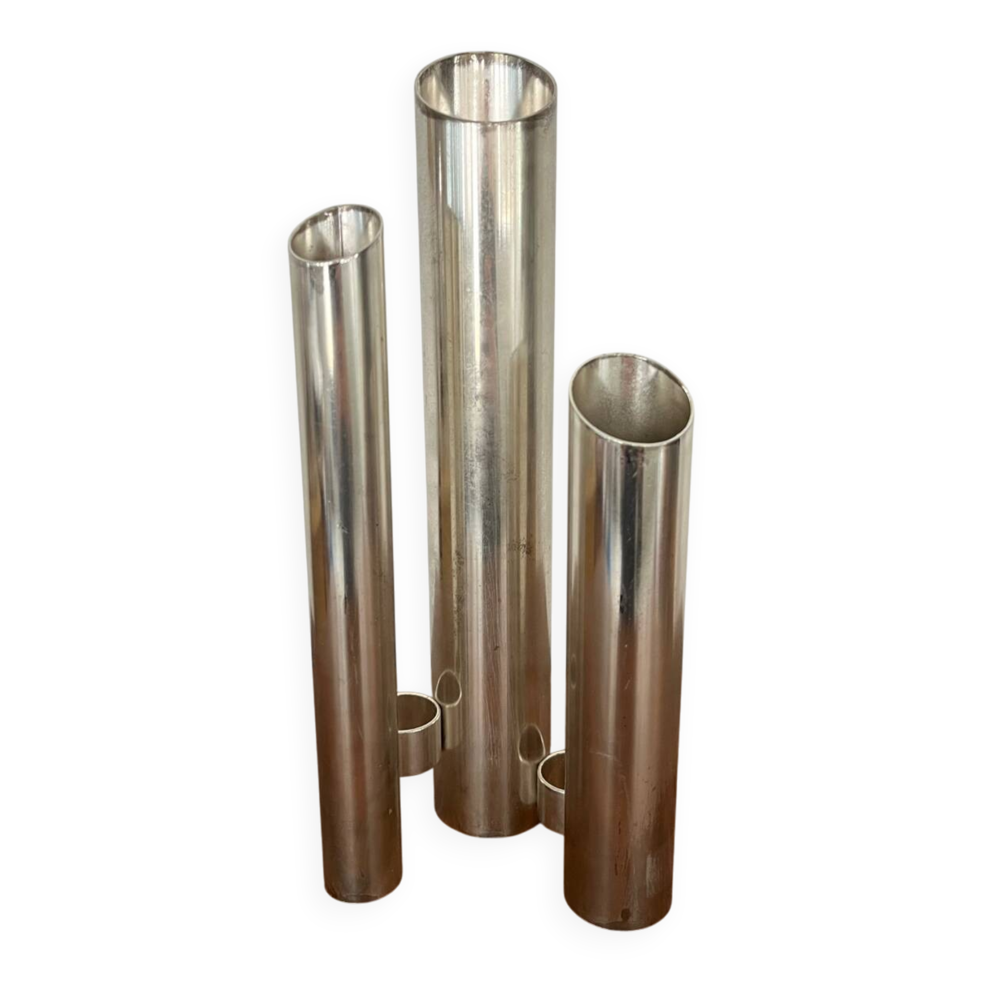 Triple vase "Organ" metal Space Age