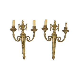 Pair of gold bronze sconces