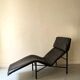 Scandinavian design chaise longue in black leather by Tord Björklund, Sweden 1970.