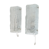 Mid-century ice glass wall sconces from kaiser idell / kaiser leuchten, 1960s, set of 2