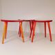 Swedish stools in red lacquered birch, Yngve Ekström "Palle", 1970s