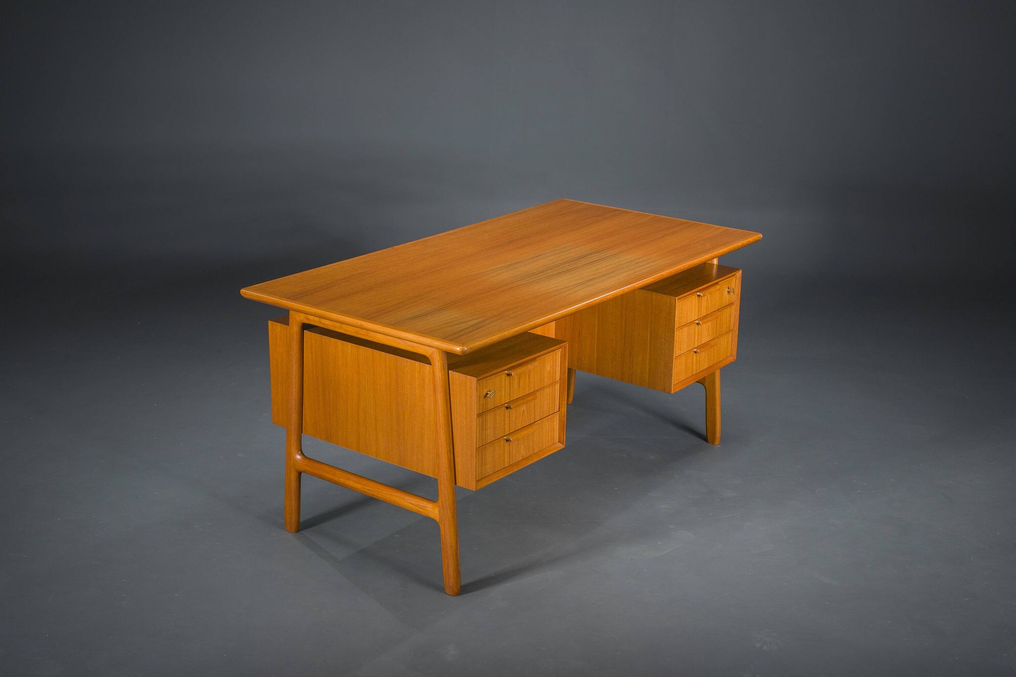 Model 75 Teak Desk by Gunni Omann for Omann Jun Furniture Factory, 1960s