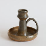 Stoneware candle holder signed