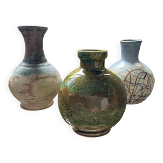 Trio de vases soliflores vintage des années 70