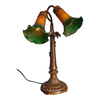 Lampe a poser deux tulipes vintage