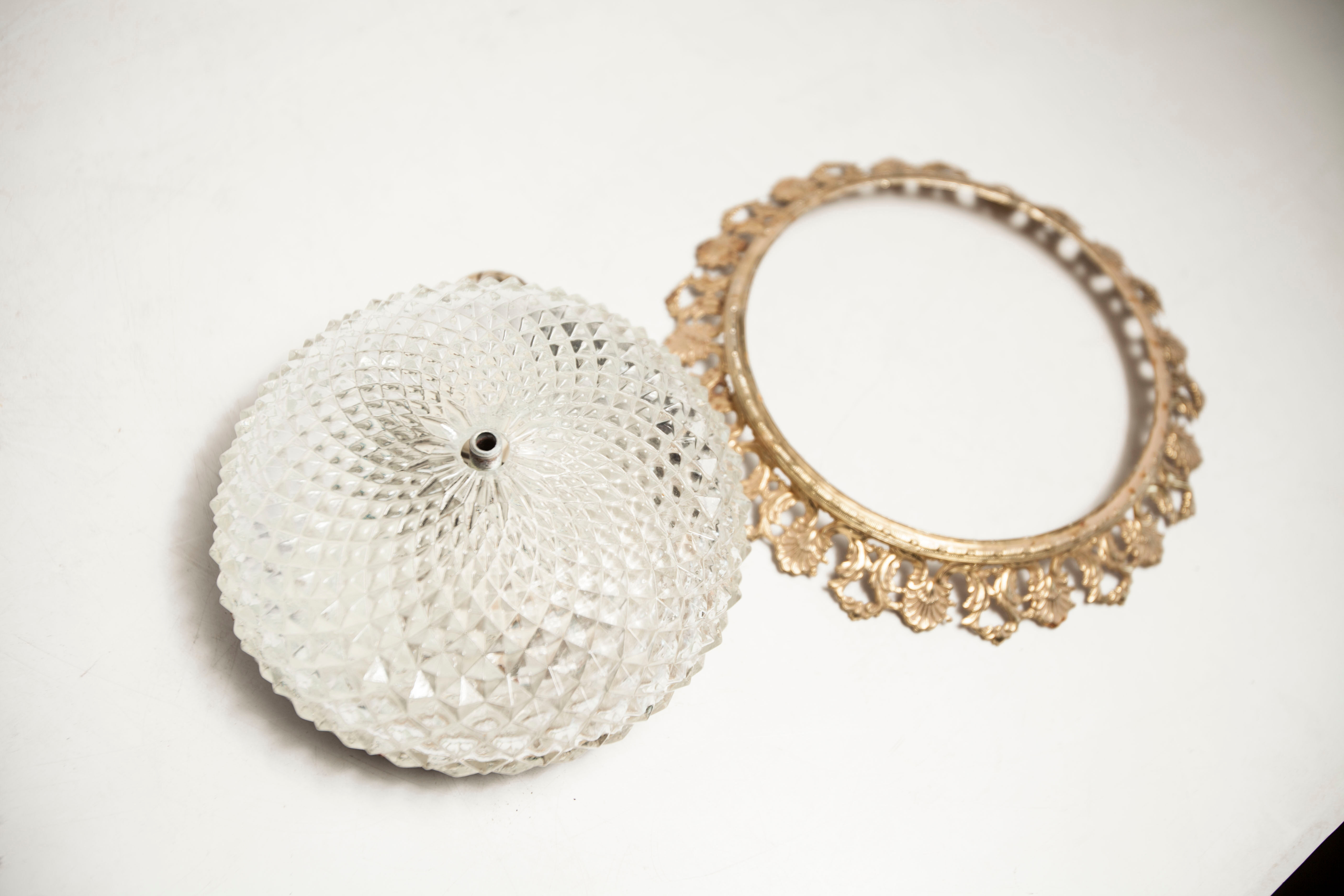 Gold ceiling lamp 1960 molded glass