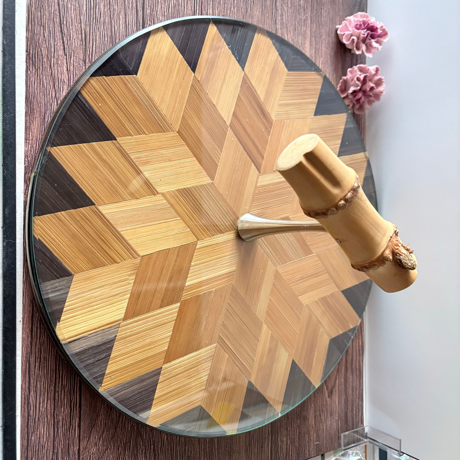 Plateau service straw marquetry