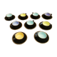Set of 9 cups and sub-cups in black ceramic and colored gold border