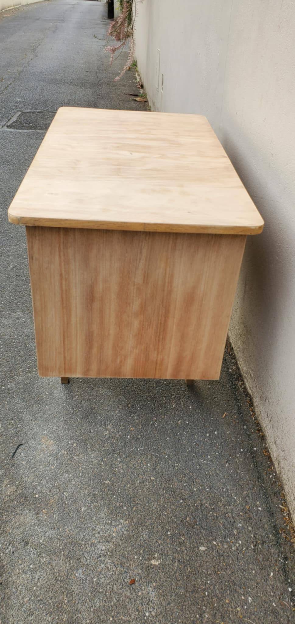 Raw wood pedestal desk, 1940-1950