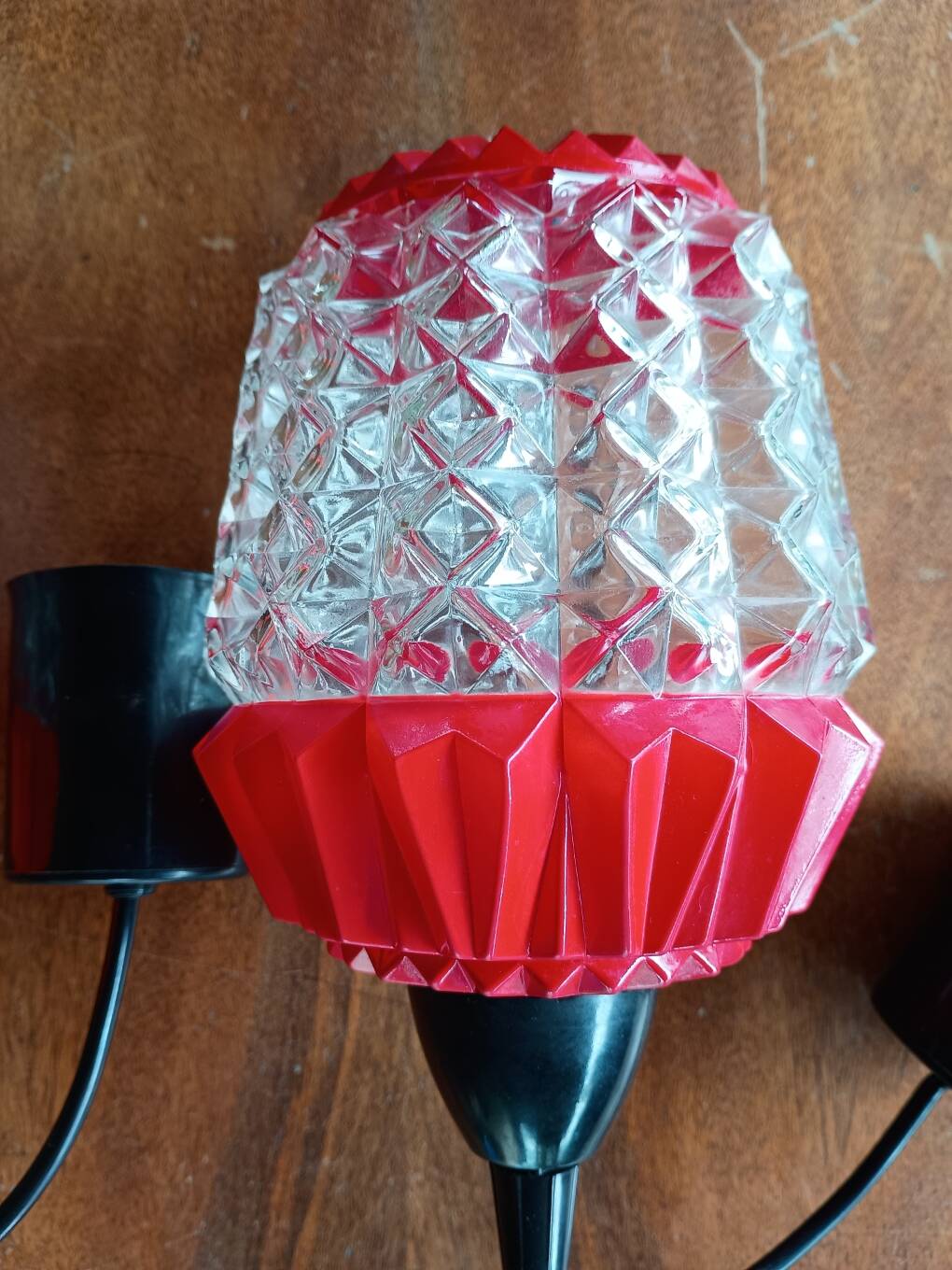 Pair of vintage glass ceiling lights from the 1950s.