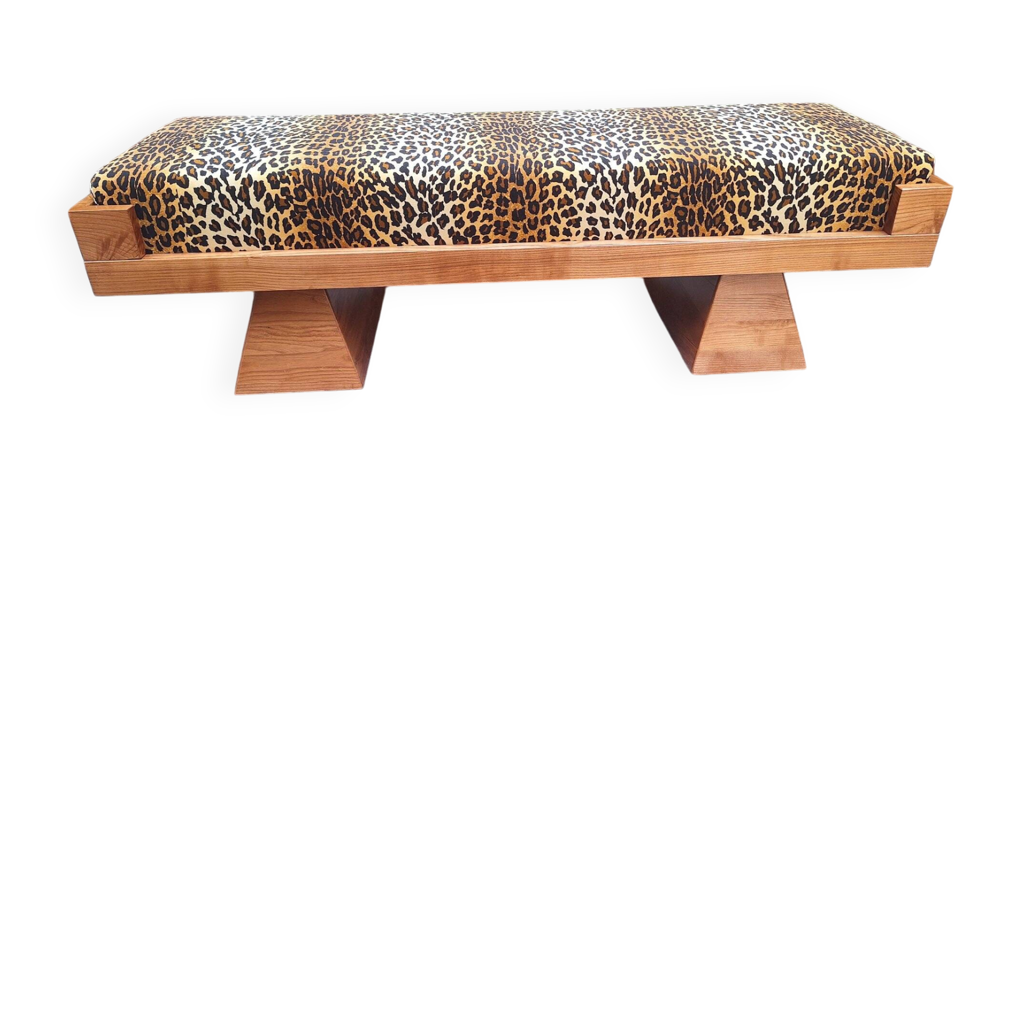 Bench with Pyramid Legs and Animalier Fabric from Artigianato Italiano, 2000s