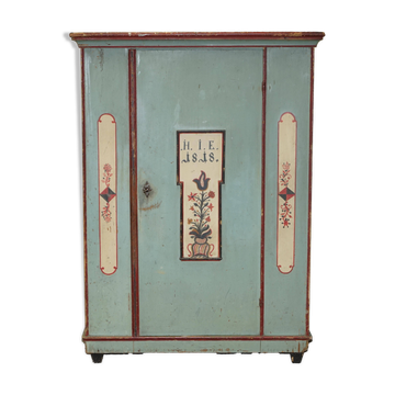 Armoire de mariage allemande antique 1818 peinte à la main