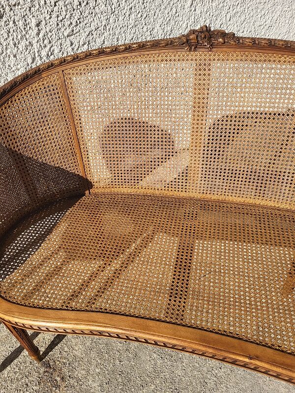 Canape bench 2 chairs louis xvi walnut canning