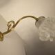 Brass and glass swan neck wall light