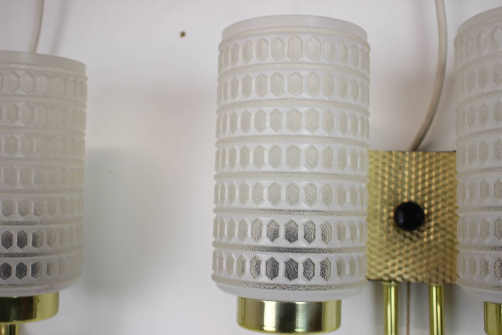 1970s Pair of Two Wall Lamps with Glass Shades, Germany