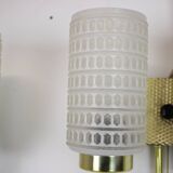 1970s Pair of Two Wall Lamps with Glass Shades, Germany