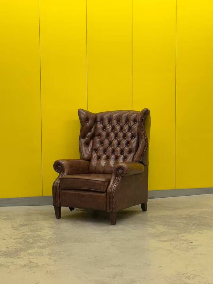 Brown leather Handmade Chesterfield Recliner Armchair