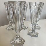 Set of 5 crystal flutes cut with cut sides 1960