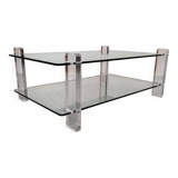 Table basse en verre et lucite de Karl Springer, USA vers 1980