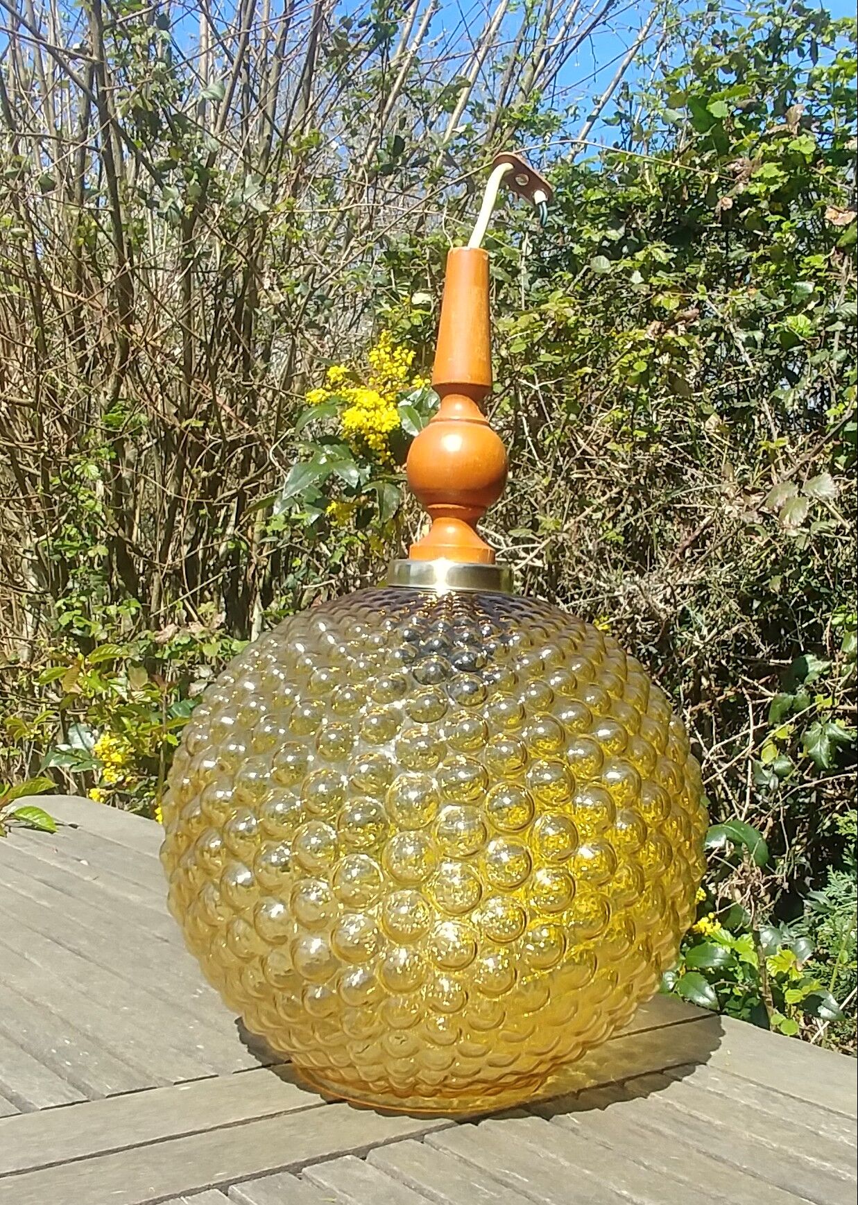 Globe pendant lamp glass Empoli vintage 70s